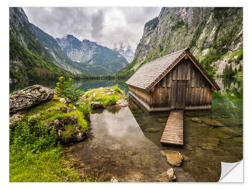 Sticker mural Cabane isolée au lac d'Obersee / Königssee