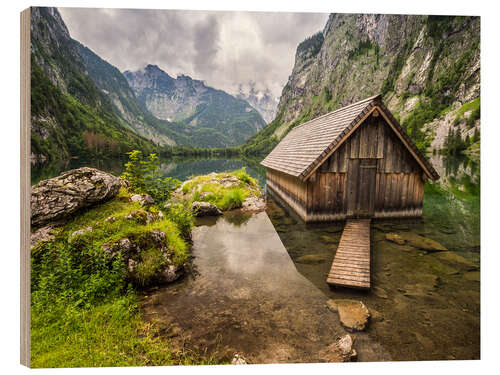 Wood print Lonely Hut at Obersee / Königssee