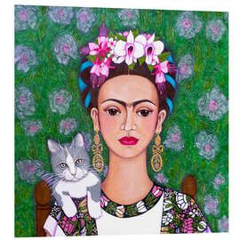 Foam board print Frida Kahlo cat lover (detail)