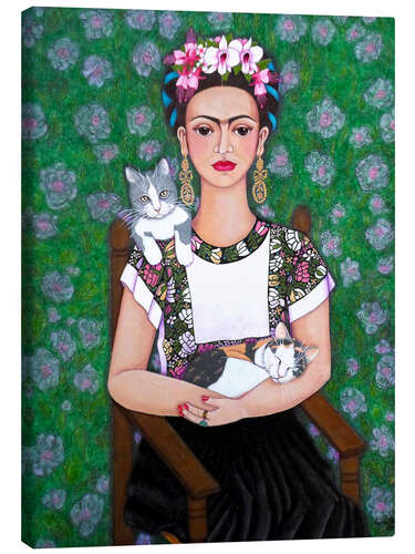 Canvas print Frida Kahlo cat lover