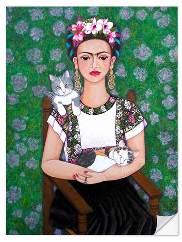 Vinilo para la pared Frida Kahlo la amante de gatos