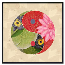 Gerahmter Kunstdruck Yin &amp; Yang auf Papierkranichen I