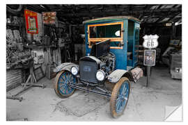 Selvklebende plakat Route66 Old Ford TT