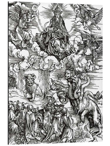 Stampa su alluminio Seven-headed beast from the sea and the beast with horns lamb