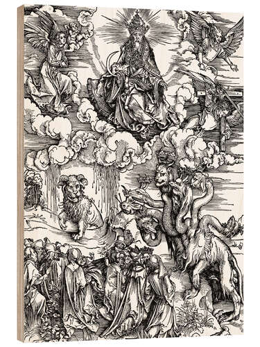 Wood print Seven-headed beast from the sea and the beast with horns lamb