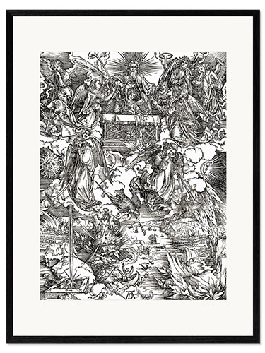 Impression artistique encadrée Sept anges avec des trompettes
