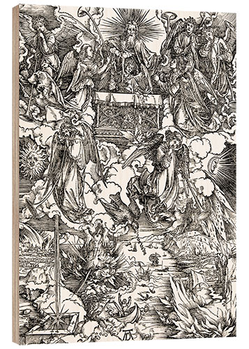 Wood print Seven angels with trumpets