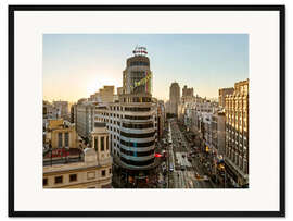 Gerahmter Kunstdruck Gran Via im Abendlicht