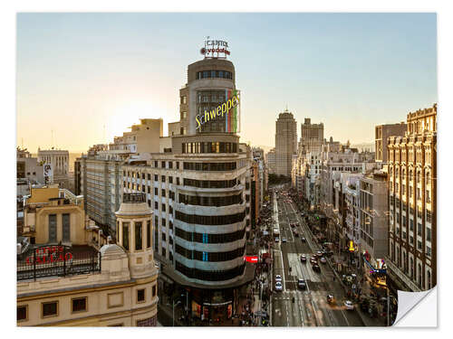 Självhäftande poster Gran Via in the evening light