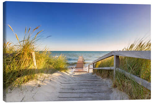 Leinwandbild Steg ins Meer Ostsee