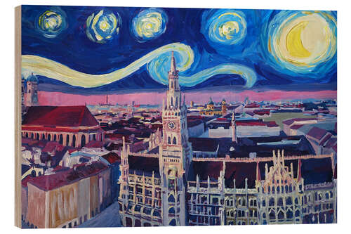 Wood print Starry Night in Munich