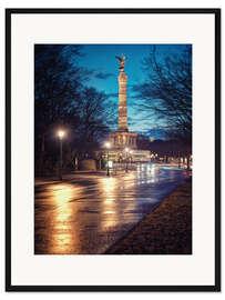 Gerahmter Kunstdruck Siegessäule Blaue Stunde