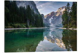 Stampa su plexi-alluminio Lago Di Braies, Dolomiti, Italia