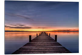 Tableau en plexi-alu Coucher de soleil sur le lac de Starnberg, Allemagne