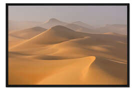 Gerahmter Kunstdruck Nebel in der Wüste - Rub al Khali Wüste