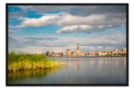 Gerahmter Kunstdruck Blick über die Warnow auf Rostock