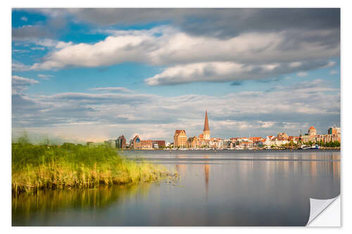 Wandsticker Blick über die Warnow auf Rostock