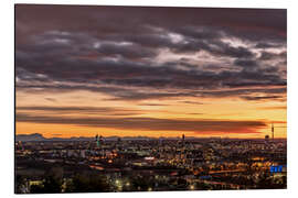 Magnettafel Sonnenuntergang über München mit Alpenblick