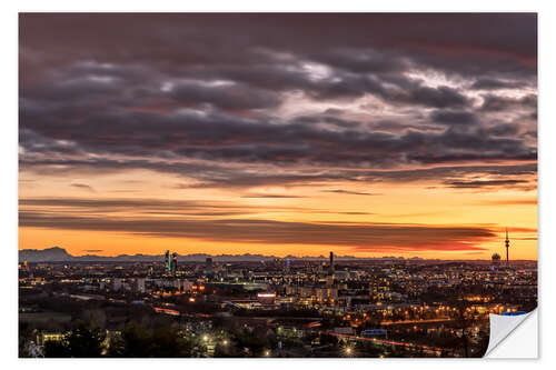 Naklejka na ścianę Sunset over Munich (Bavaria)