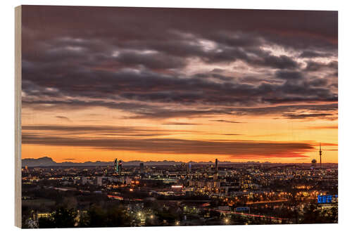 Wood print Sunset over Munich (Bavaria)