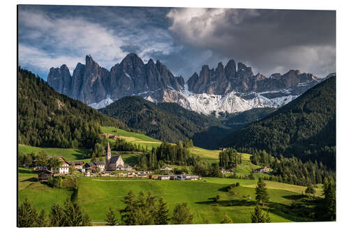 Alubild Villnösstal mit Blick auf die Geislergruppe - Dolomiten, Südtirol