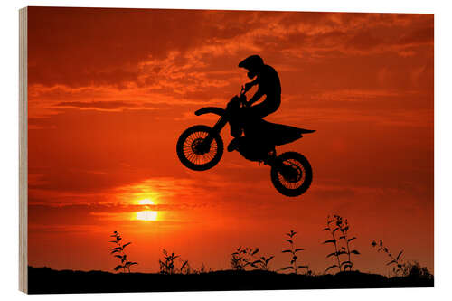 Tableau en bois Moto-cross
