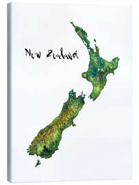 Canvas print Map of New Zealand in watercolour - Ricardo Bouman