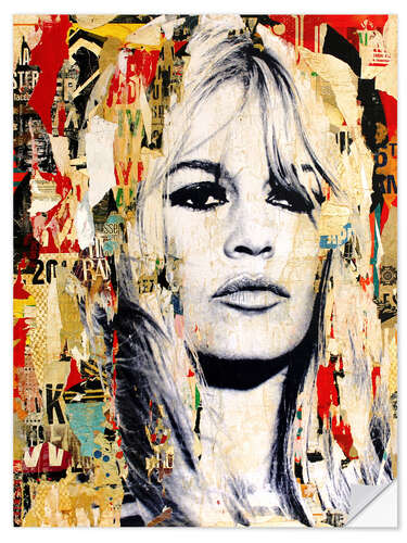 Selvklebende plakat Brigitte Bardot Portrait