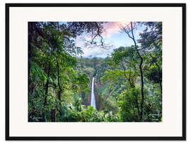 Gerahmter Kunstdruck Regenwald und Wasserfall, Costa Rica