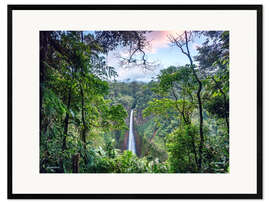 Gerahmter Kunstdruck Regenwald und Wasserfall, Costa Rica