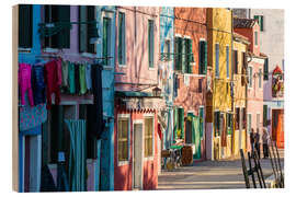 Holzbild Bunte Fassaden auf Burano