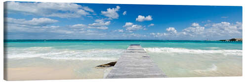 Canvas print Wooden walkway into the sea, Mexico