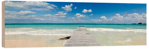 Wood print Wooden walkway into the sea, Mexico