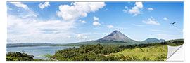 Wandsticker Panorama von Arenal Vulkan und See, Costa Rica