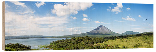 Wood print Panoramic of Arenal volcano and lake, Costa Rica