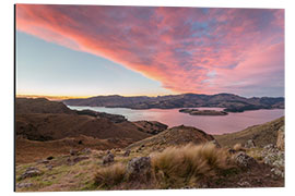 Aluminium print Landscape: Littleton bay at sunrise, New Zealand