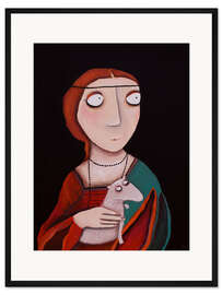 Gerahmter Kunstdruck Mädchen mit Hermelin