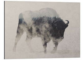 Magnettafel Bison im Nebel