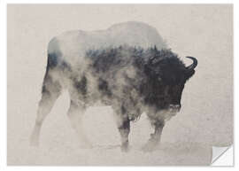 Sticker mural Bison dans le brouillard