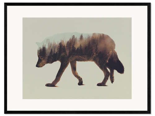 Impression artistique encadrée Loup de la forêt norvégienne