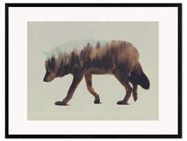 Impression artistique encadrée Loup de la forêt norvégienne