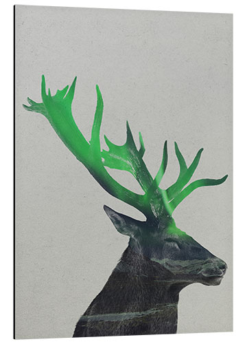 Tableau en aluminium Cerf aurore boréale