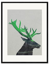 Stampa artistica con cornice Deer In The Aurora Borealis