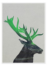 Poster Deer In The Aurora Borealis