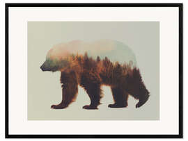 Gerahmter Kunstdruck Norwegische Wälder und Braunbär