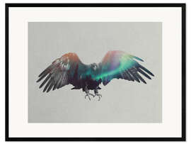 Stampa artistica con cornice Eagle In The Aurora Borealis