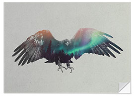 Selvklebende plakat Eagle In The Aurora Borealis