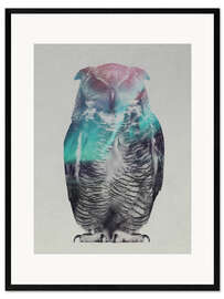 Framed art print Owl in the aurora borealis