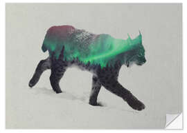 Sisustustarra Lynx in the aurora borealis