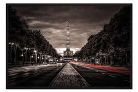 Gerahmter Kunstdruck Siegessäule Berlin am Abend